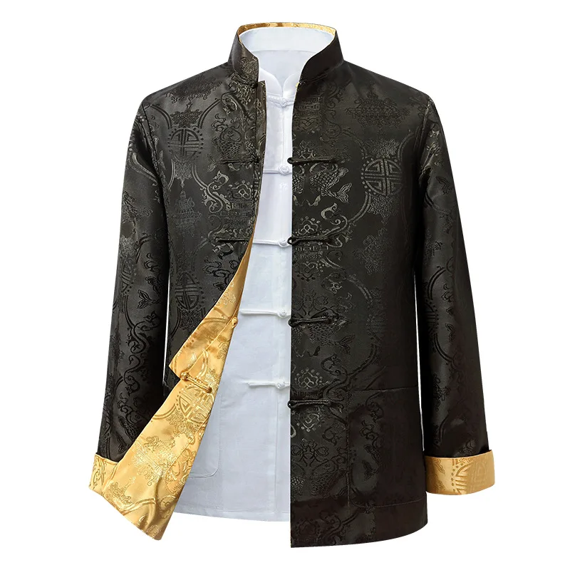China New Year Tang Top Men Chinese Dragon Shirt Kung Fu Coats Jackets Hanfu Men Clothing Traditional Chinese Clothing for Men
