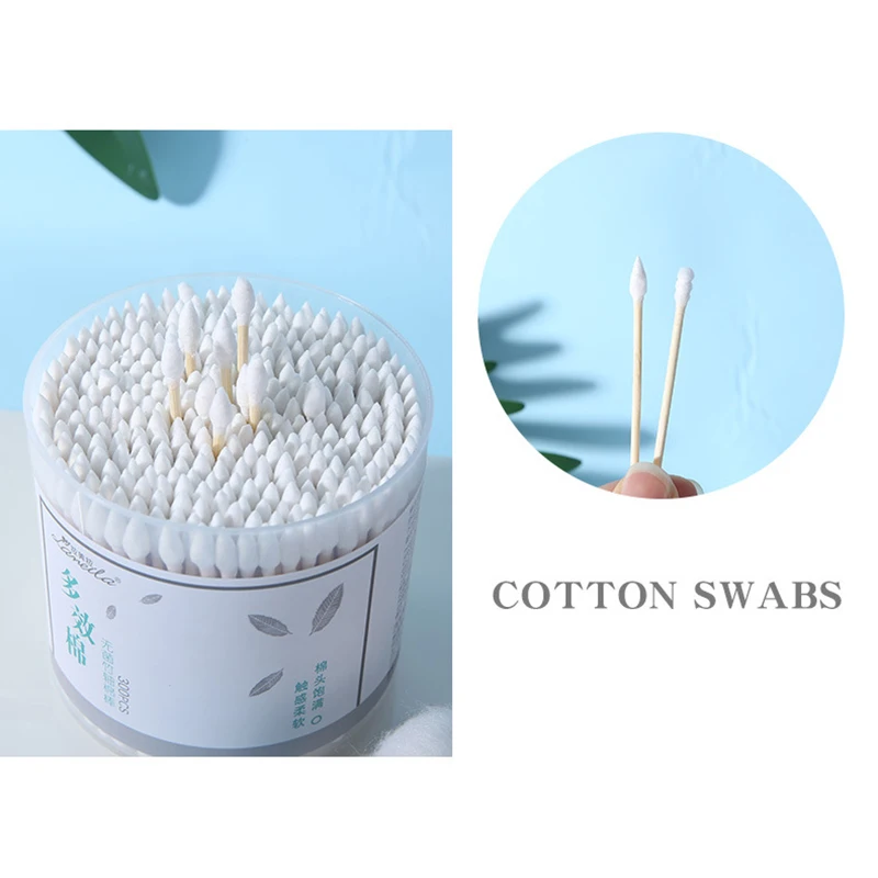 300PCS/box Double Head Cotton Tip Cotto Disposable Multipurpose Beauty Care Stick Swab Bamboo Clean Sticks Eyelash Removing Tool