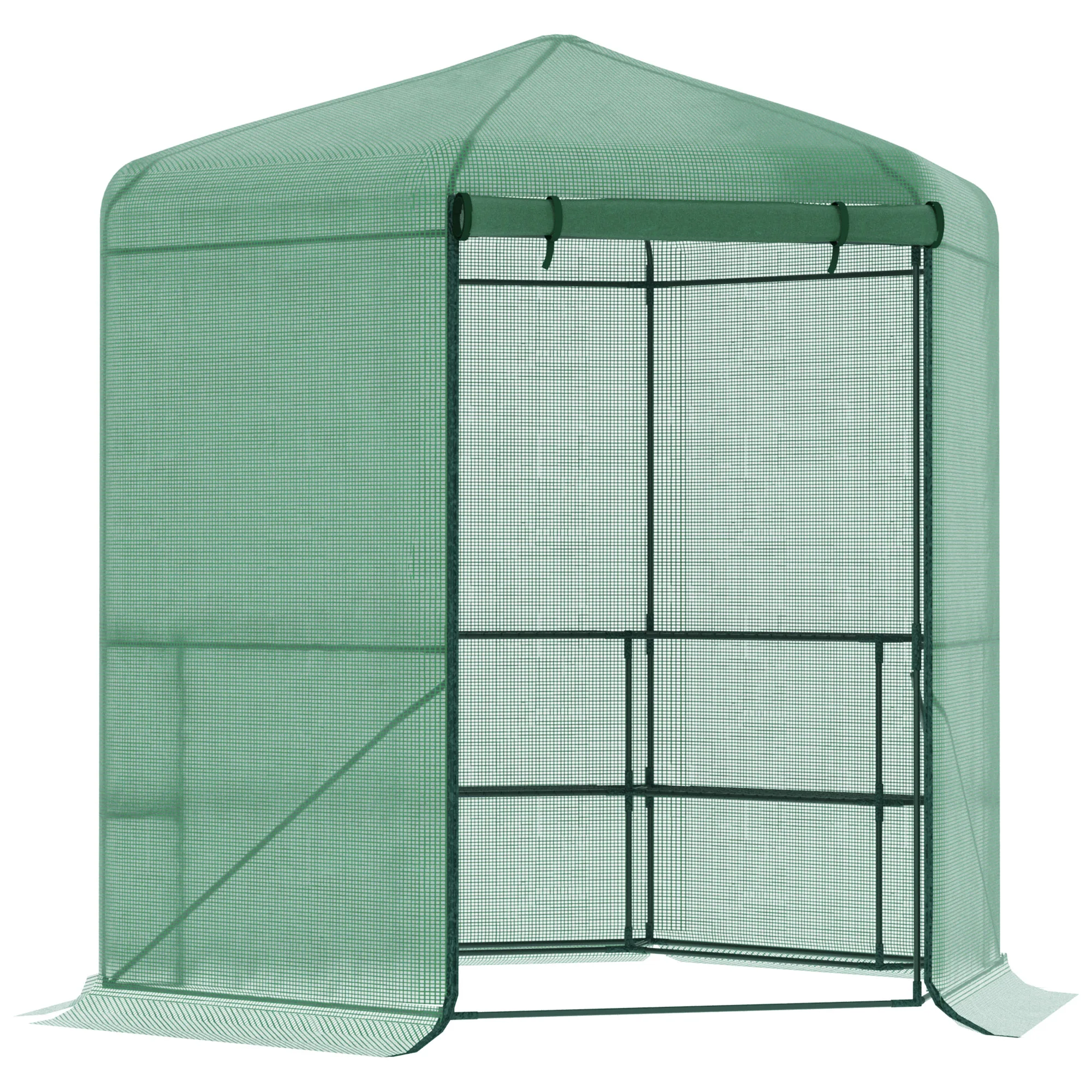 Outsunny garden greenhouse hexagon 194x194x215 cm with 6 crop racks