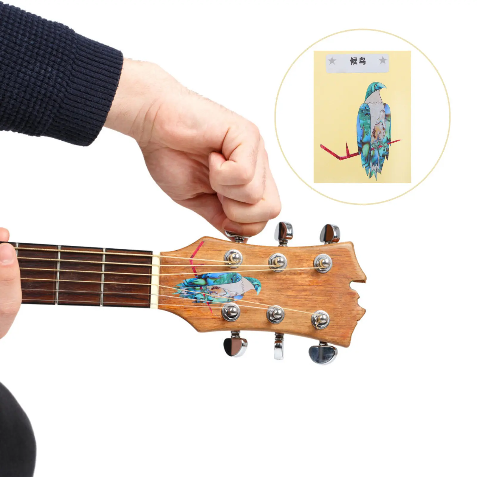 PVC Guitar Headstock Decals DIY Bird Animal Sticker Waterproof Guitar Fretboard Position Marker Acoustic Electric Bass