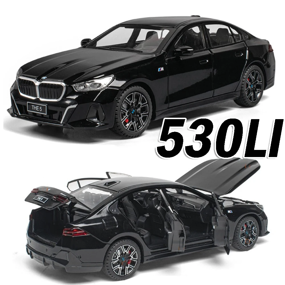 Modelo de juguete 1:24 530LI 760LI, coches en miniatura de Metal fundido a presión, luz de sonido, volante delantero, extraíble para niños, regalos de navidad