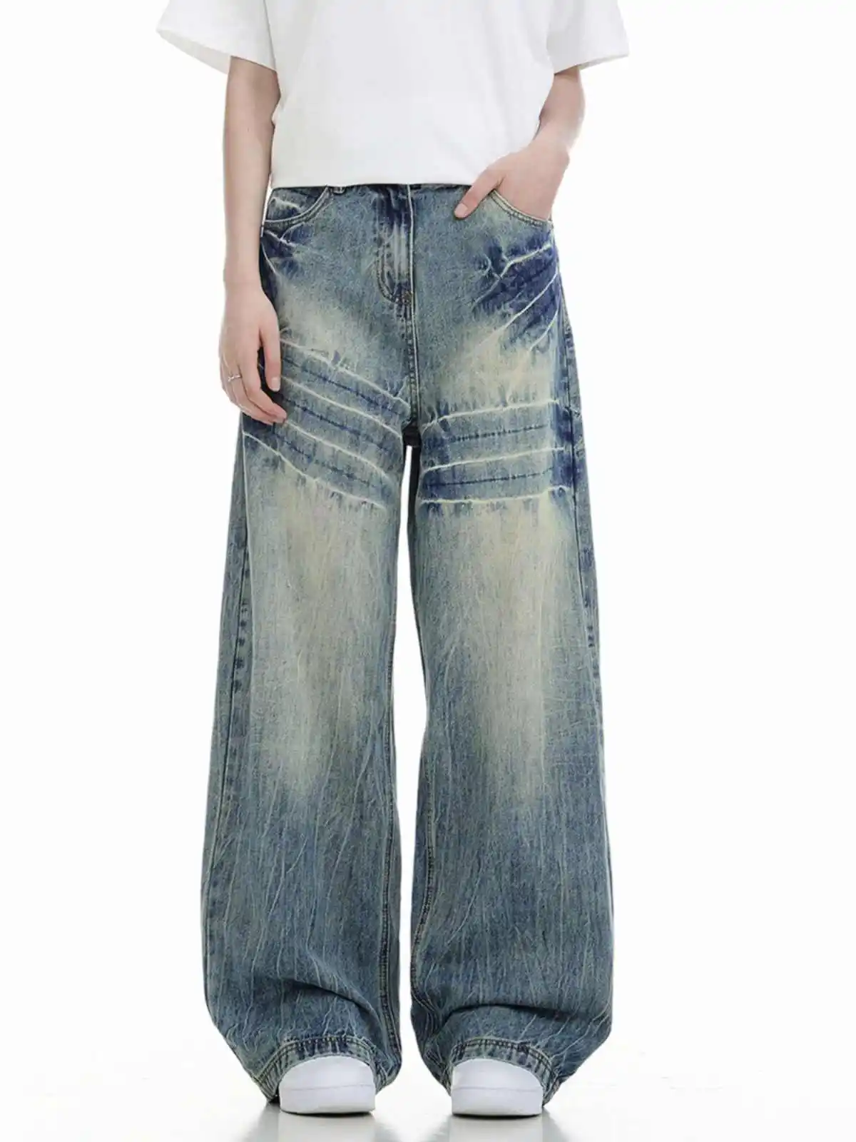 

Women Blue Baggy Y2k Jeans Harajuku Vintage Straight Denim Trousers Japanese 2000s Style Oversize Jean Long Pants Trashy Clothes