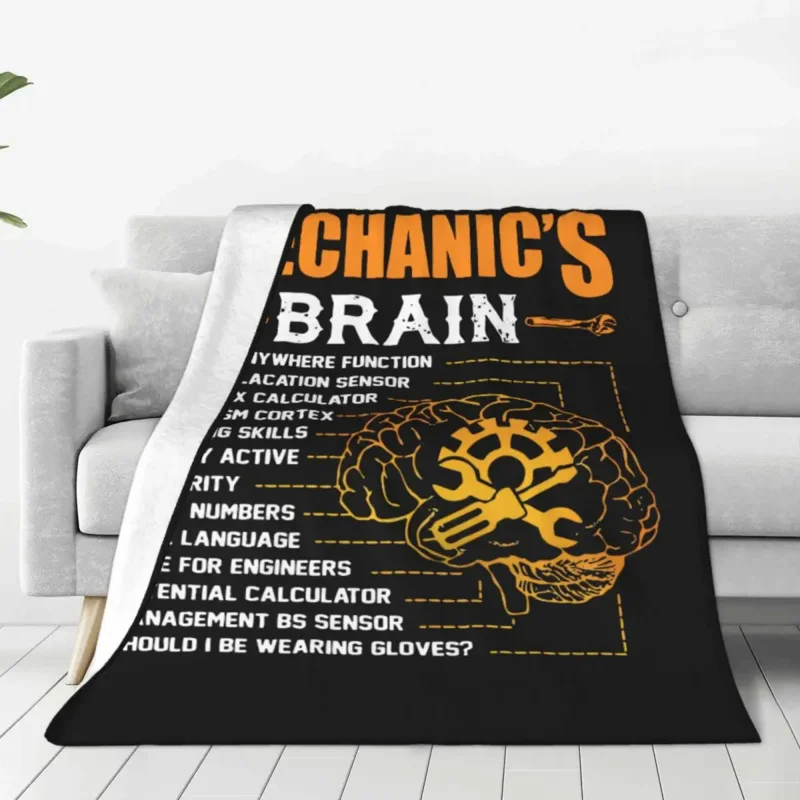 

Funny Mechanic's Brain Blanket Flannel Awesome Warm Throw Blankets for Bedspread Spring Autumn