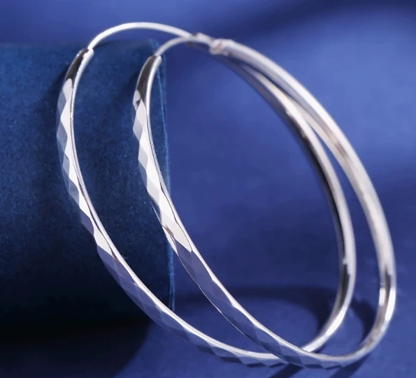 

100% pure silver 999 earrings for women big silver earrings silver hoop earring big round earring