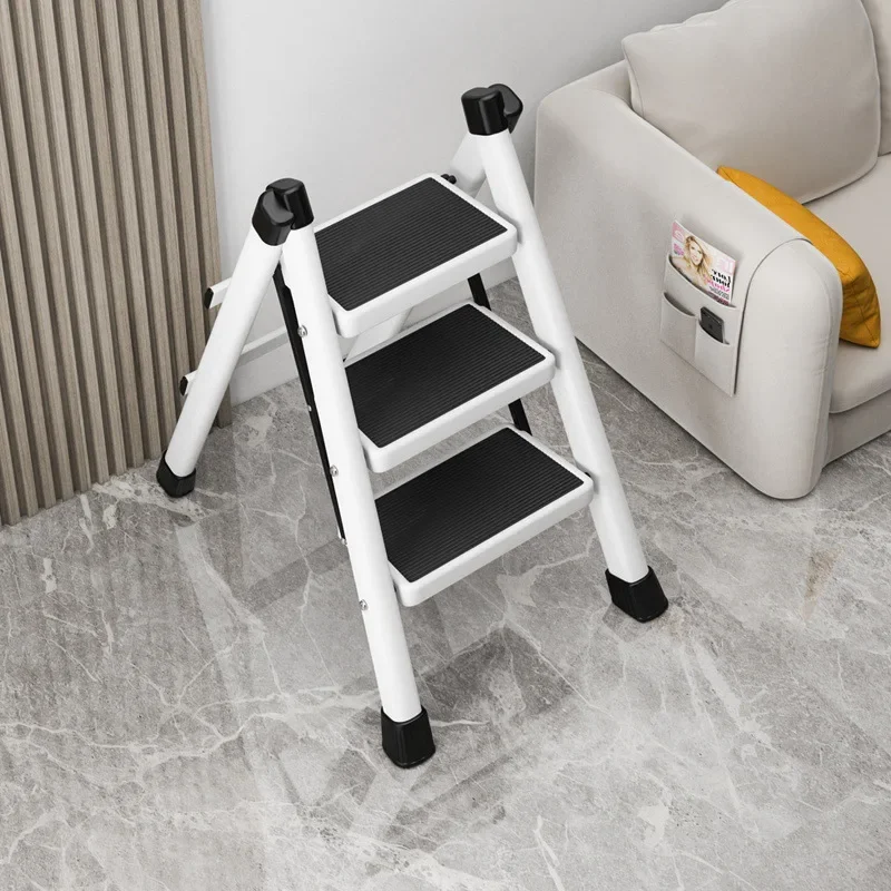 Foldable Carbon Steel Step Ladder Home Indoor Use Thickened Stable Load Easy Storage Safe Climb Household Telescopic