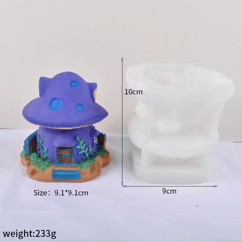 3D Mushroom House Silicone Mold DIY Aromatherapy Gypsum Mushroom House Epoxy Candle Mold Home Decor قوالب سيلكون