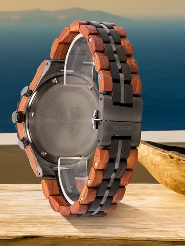 Imagen 2 del producto Reloj de negocios para hombre de cuarzo de madera de acero inoxidable premium, accesorio de moda multifuncional de alta gama