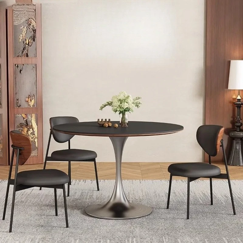 Simple round table rock slab retro home dining table small apartment round