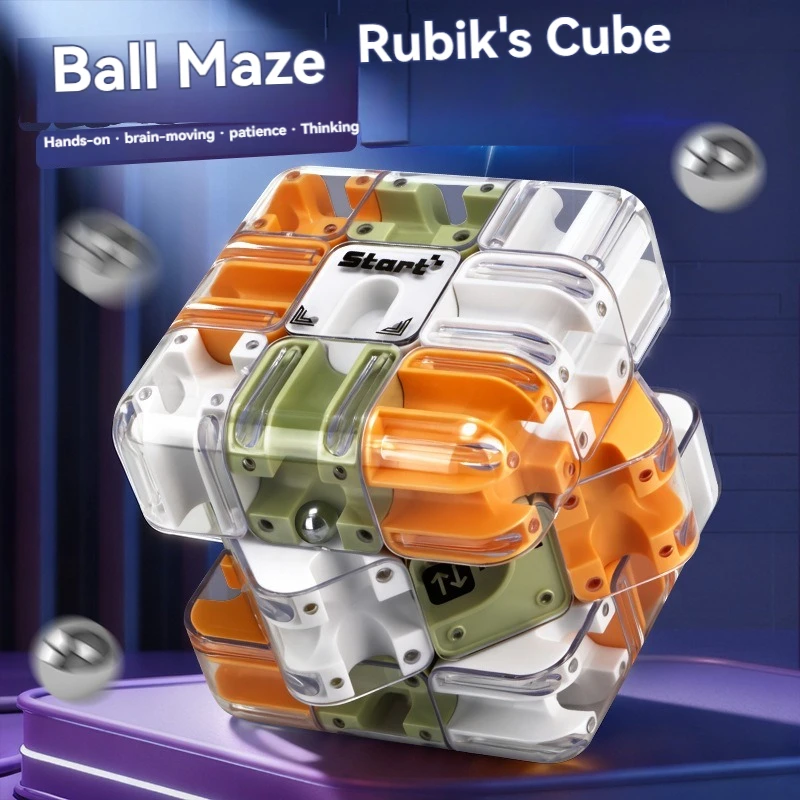 2026 cubo de bola giratorio 3D popular, cubo de tercer orden, laberinto de pista versátil, juguete rompecabezas para caminar con pelota para el pensamiento de los niños