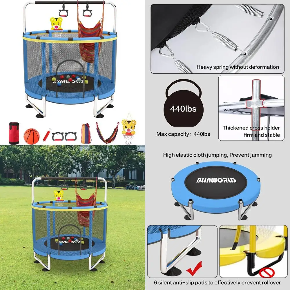 Trampolina fitness dla dorosłych - 40'/48' 150 kg Składana trampolina do ćwiczeń z regulowanym piankowym uchwytem, cicha mini trampolina do ćwiczeń w pomieszczeniach