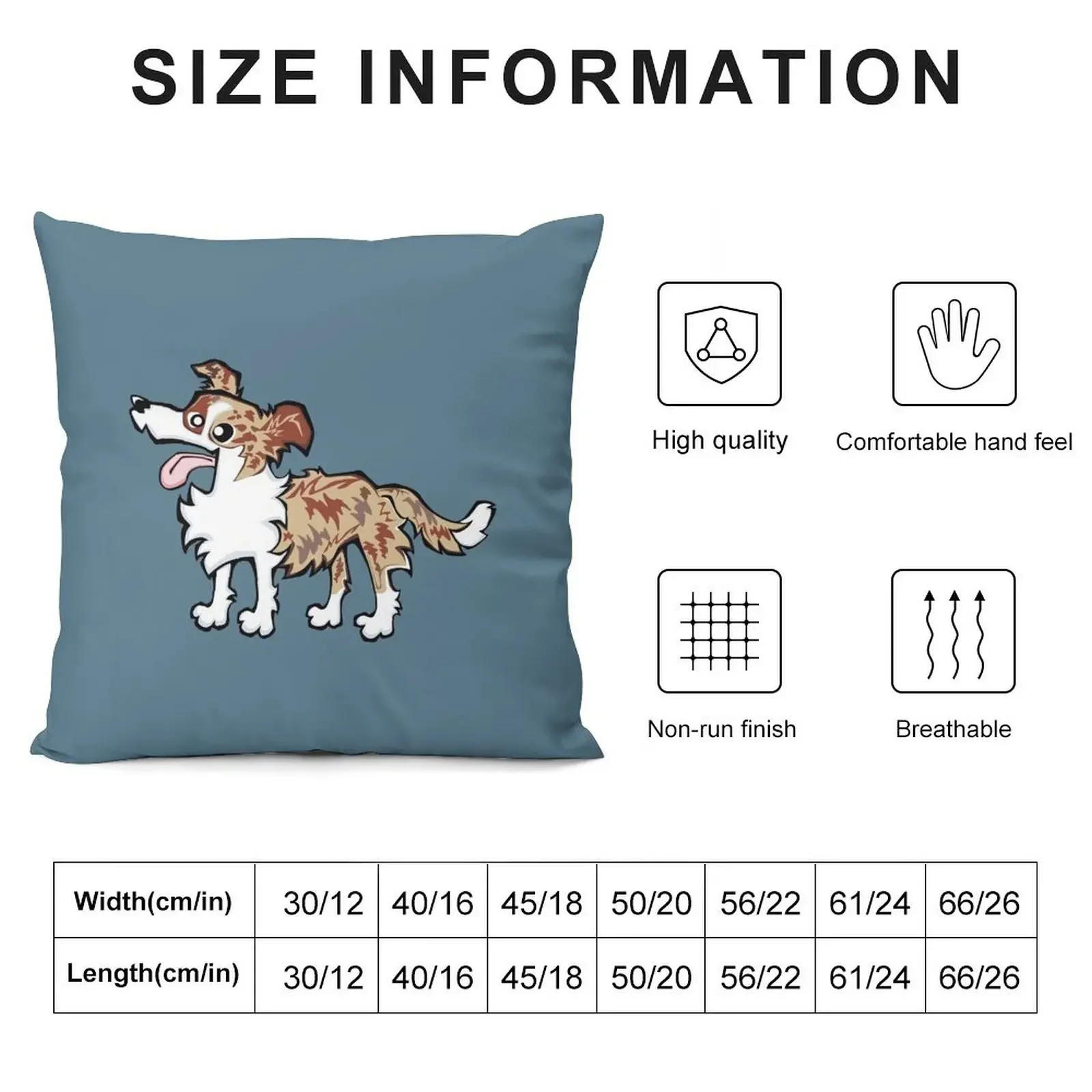 Border Collie - Red Merle (Full Body) BLUE BG Throw Pillow Pillow Decor Throw Pillow