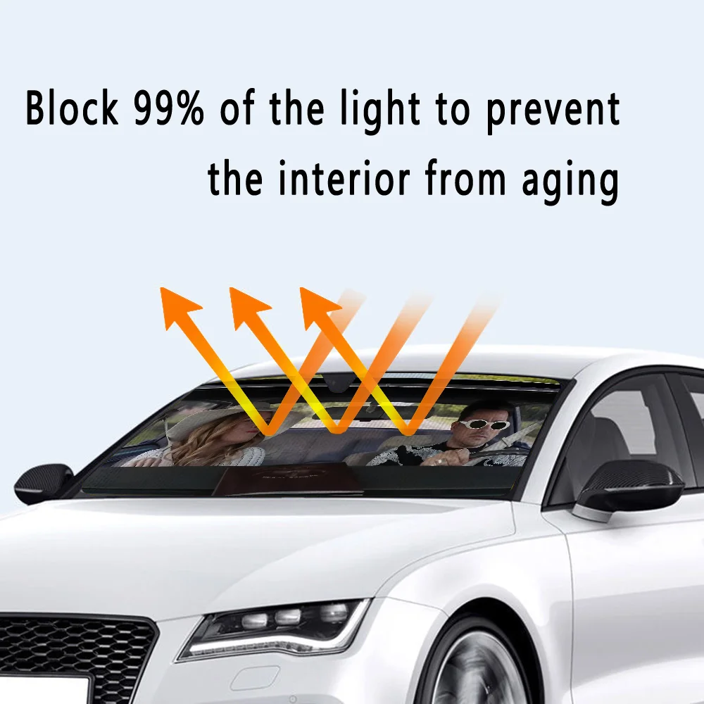 فيلم S-Schitts Creek سيارة ظلة الزجاج الأمامي الشمس الظل شخصية صورة كتلة الأشعة فوق البنفسجية قناع حامي #2