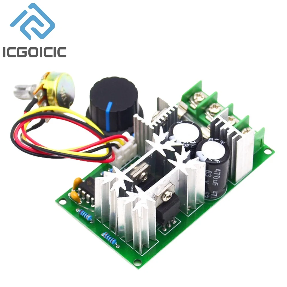 DC10-60V DC Motor Speed Regulator 12V 24V 36V 48V High Power Drive Module PWM Motor Speed Controller 20A Current Regulator