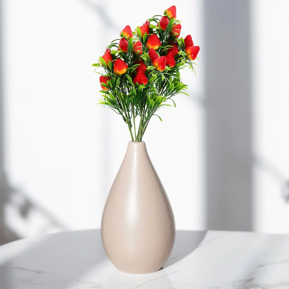 

3 Pcs Simulation Strawberry Bouquet Decorations Stem Artificial Strawberries Branch Miss