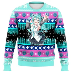 2025 New Hatsune Miku Christmas Gift Ugly Sweater Men's Fashion Street Hot Sale Autumn and Winter 3D Print Oversized Pullover