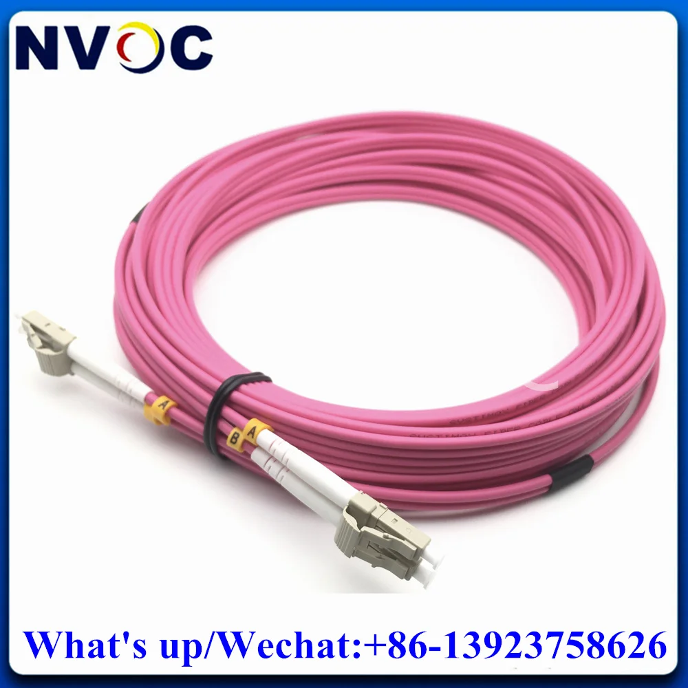 Imagem -05 - Medidor mm Om4 dx 3.0 mm Lszh Jaqueta Rosa Lc-lcupc Cabo de Remendo de Fibra Óptica Zip-cord Lc-st fc sc Duplex mm 10m Cabo de Ligação em Ponte 10 Peças 10