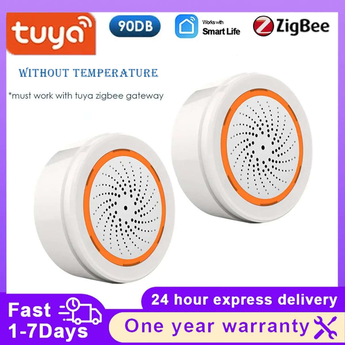 

NEO Tuya Zigbee звуковой датчик света встроенный 90 дБ USB сирена сигнализация Smart Life приложение дистанционное управление детектор защиты дома