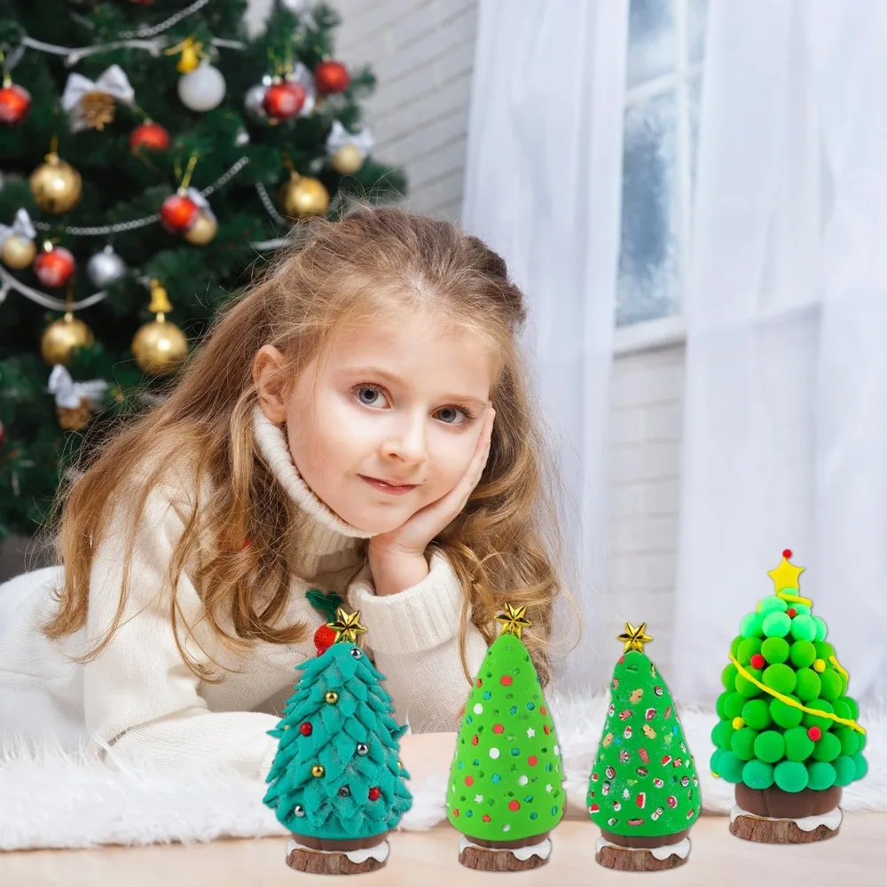 Set di artigianato per alberi di Natale Kit di argilla asciutta all'aria per bambini Set di argilla da modellare fai-da-te Imbottiture per calze di Natale per decorazioni per feste