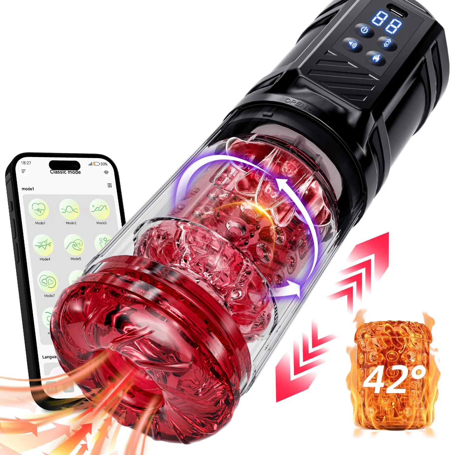 Automatic Heated Telescopic Sucking Masturbator Cup Blowjob Pocket Thrusting Rotating Masturbation Sex Toys for Adult Men