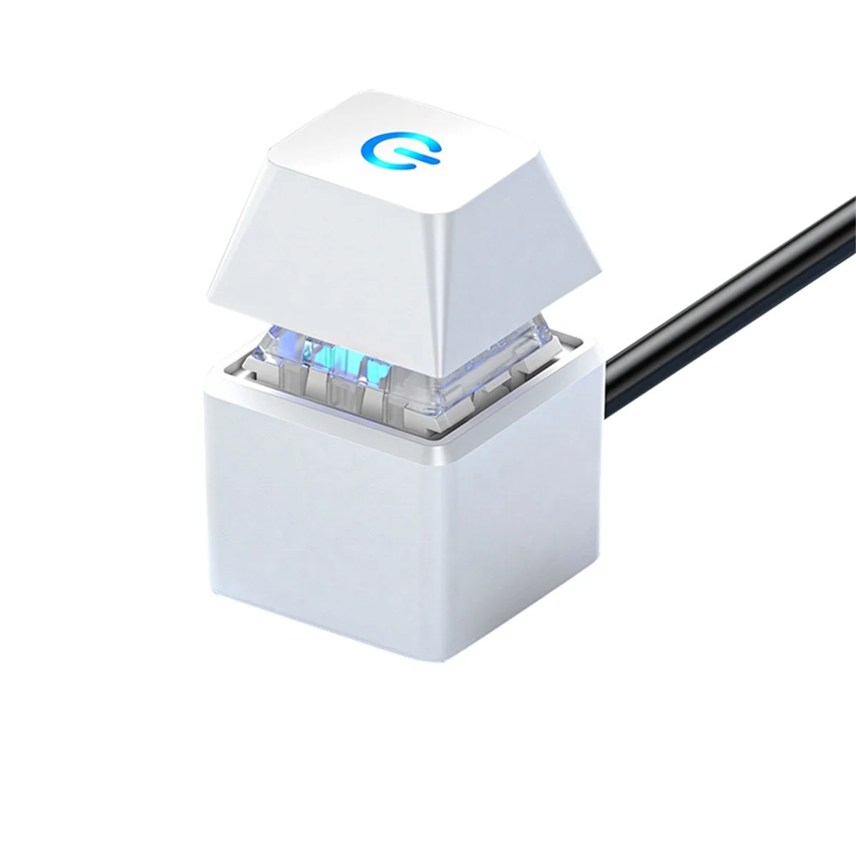 AT87-Computer Switch PC Motherboard External Start LED Light Power ON/OFF Square Button 2M Extension Cable White