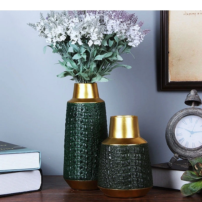 

Imitated Skin Green Vase Desk Decoration Artificial Flowers Decorative Flower Arrangement Vases Modern Home Decor