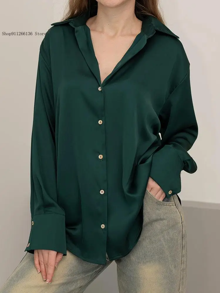 Female Button Silk for Women Elegant All-Match Office Wear Women Satin Blouse Luxury Long Sleeve Formal Shirts