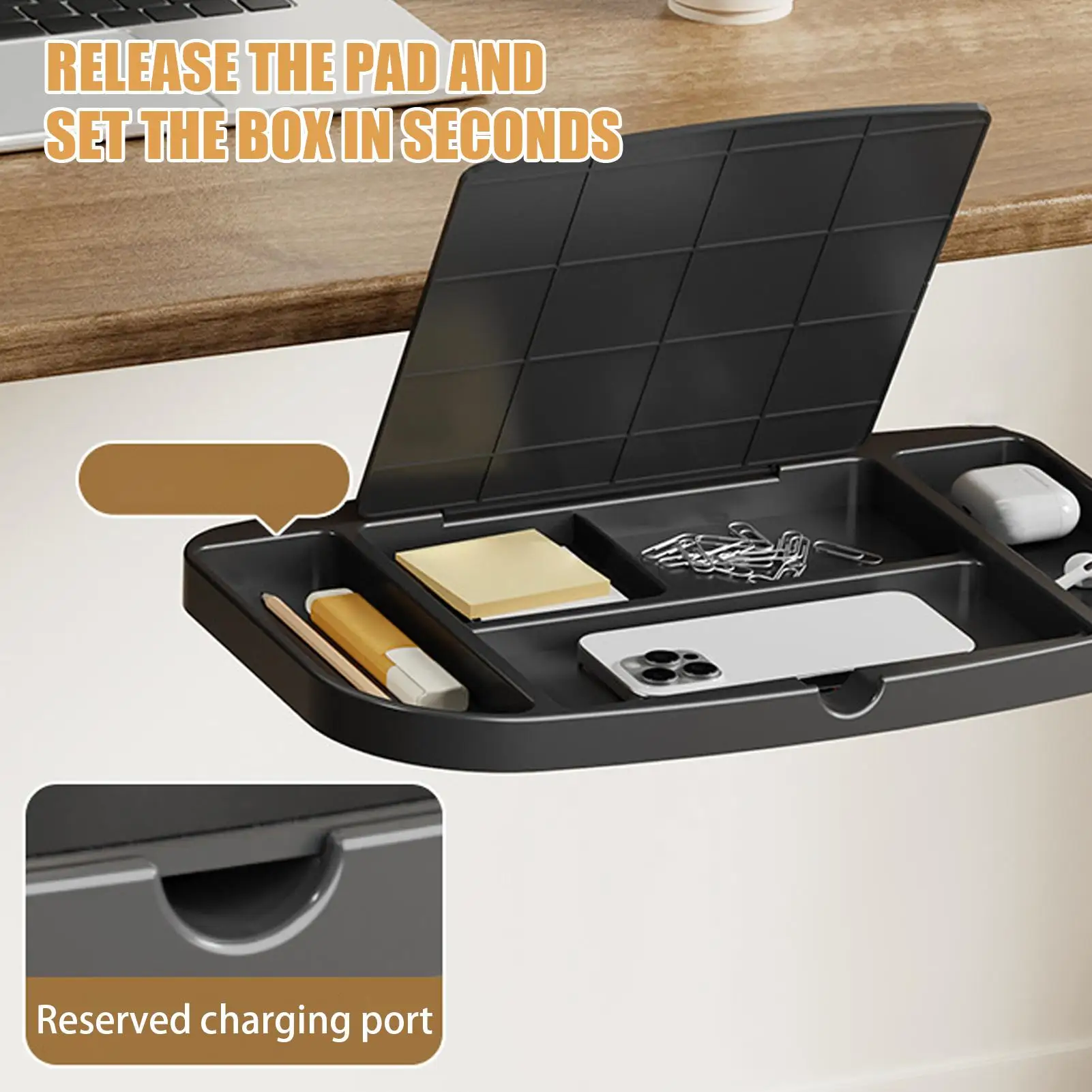 Side Desk Organizer Under Desk Storage Mount Adjustable Space-Saving Holder Rack For Workplace Dorm Eraser Pen Student Standing