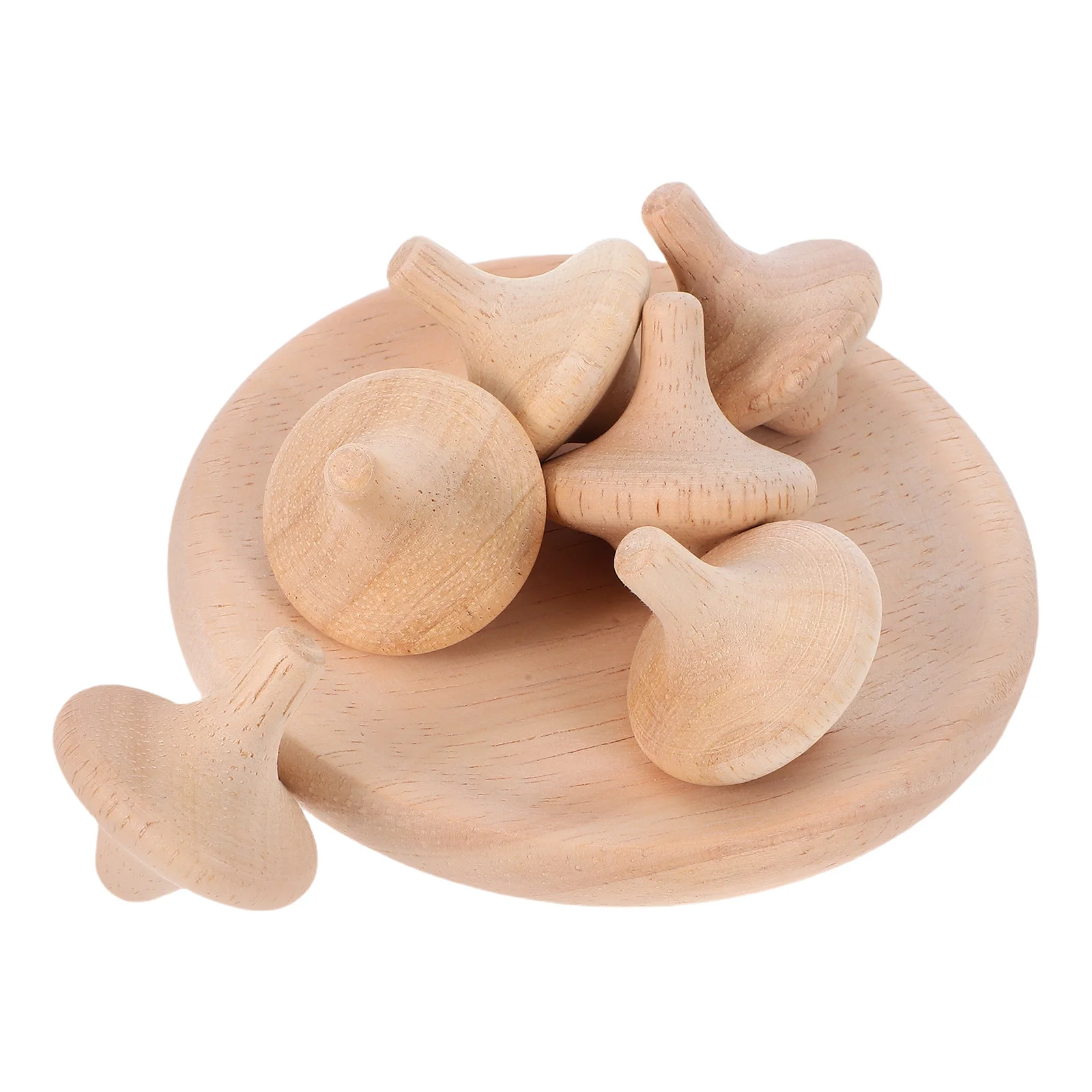 

6pcs Spinning Tops Handmade Wooden Diy Craft Educational Logical Thinking Game Indoor Play Montessori Wood Top Fidget