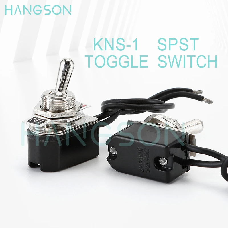 KNS-1 Toggle Switch SPST 2 Position ON-OFF Latching 12MM AC 6A/125V 3A/250V Toggle Switch With Wire