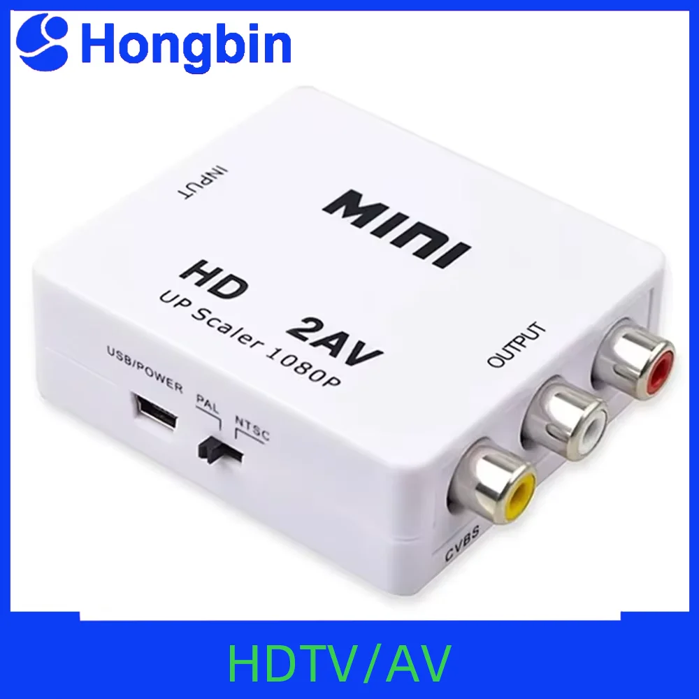 HDMI-compatible To AV RCA Adapter Converter MINI Box RCA AV CVSB LR Video Composite AV Scaler Converter For PC HDTV Projector