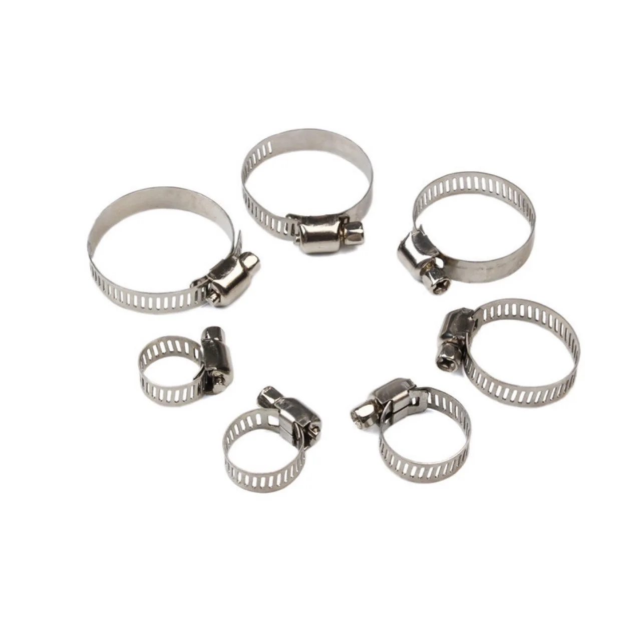 50pcs Clamps Set Stainless Steel Adjustable Worm Gear Screw Band Hose Clamp for Pipe Fuel Tube Faucet Fasteners Assortment Kit