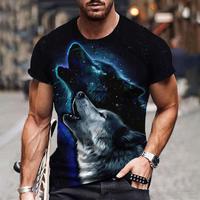 2024 Wolf T Shirt For Mens Animal Print Short Sleeve Top 3D Casual Street Man's T-shirt Oversized Tee Shirt Men Vintage Clothing