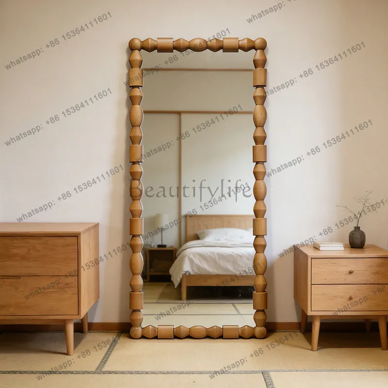 Medieval new Chinese cloakroom floor mirror household retro dressing diagonally against the wall fitting mirror
