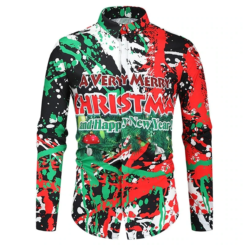 3D Christmas Gift Graffiti Printing Long Sleeve Shirts For Men Children Funny Fashion Shirts & Blouses Unisex Hawaiian Clothing