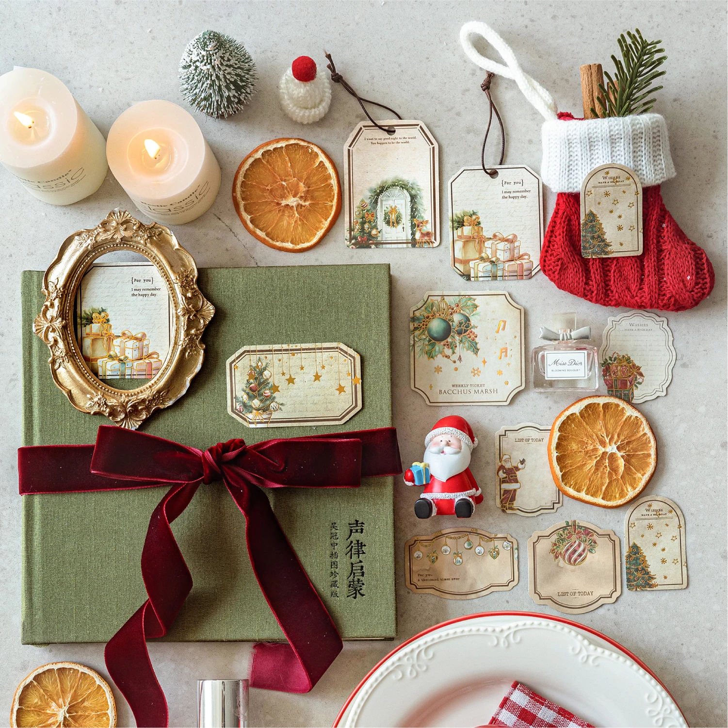 30 قطعة عيد الميلاد الرجعية موضوع العلامات ملصقات الإبداعية غير المرغوب فيه مجلة الديكور DIY بها بنفسك سكرابوكينغ المواد اليدوية ملصقات الجمالية #2