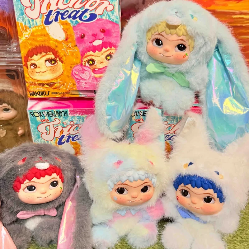 

В наличии, натуральная серия озорных дневника Wakuku Fox and Bunny, слепая коробка второго поколения, кулон, аниме-фигурки, подарок на день рождения