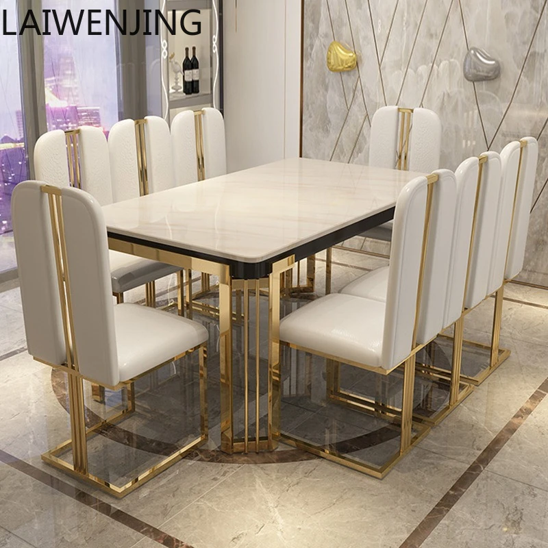 

HLZ modern simple table Nordic light luxury marble dining table rock slab table household small apartment