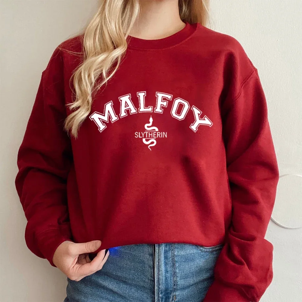 Malfoy-Sudadera de cuello redondo para hombre y mujer, Jersey Unisex de manga larga con capucha, ropa de calle de Dark Academia para Otoño e Invierno