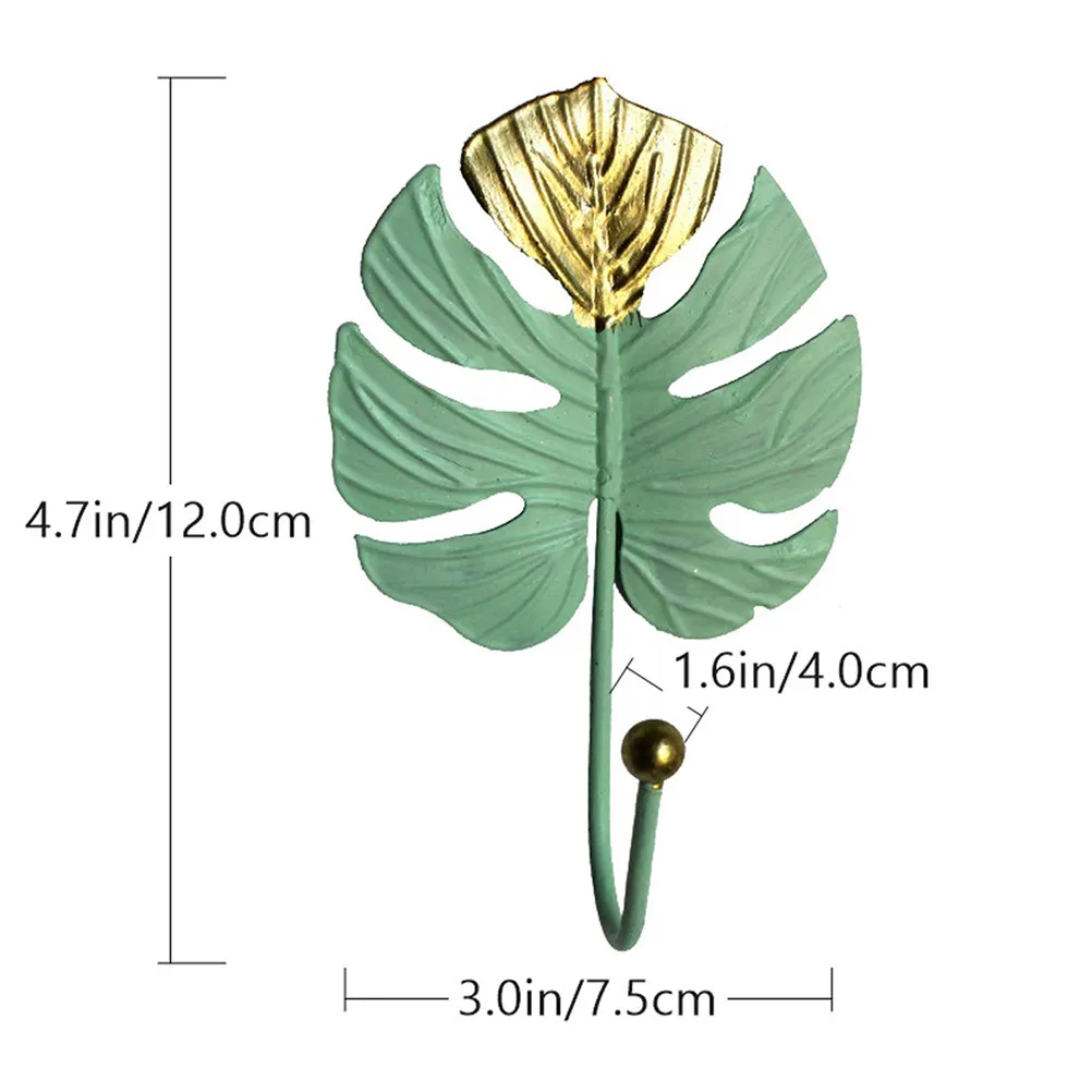 1Pcs Leaf Design Wall Hook Premium Iron Material Rust Resistant Stylish Key Holder Coat Hook for Living Room Bedroom Entrance