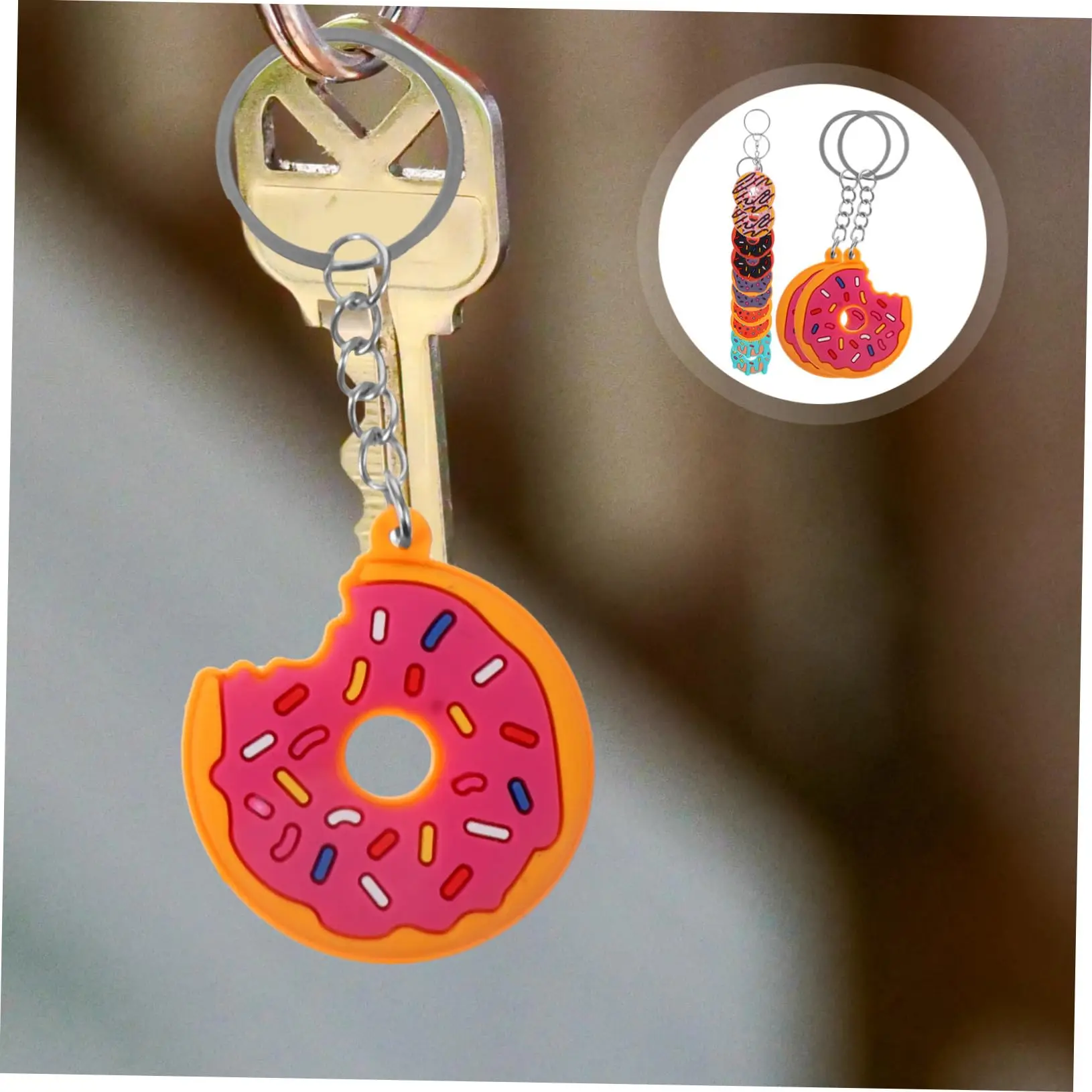 Dessert Keychain Donut Key Rings Car Key Pendant Sweet Donut Theme Party Favors Classroom Prizes Key Chains Kids Toy Gift