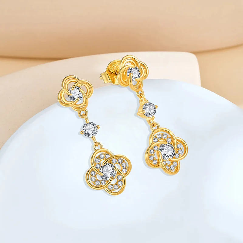 

Flower Petaloid Commuting Worker High-grade S925 Silver Earrings