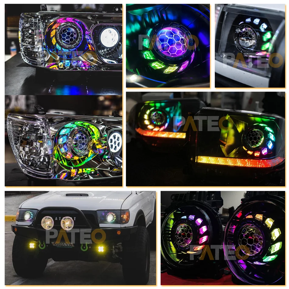 LED dynamiczne RGB Angel Eye Hotwheel pierścienie Halo 3 Cal ukryte Bi-reflektor ksenonowy soczewki o strukturze plastra miodu akcesoria kontrola