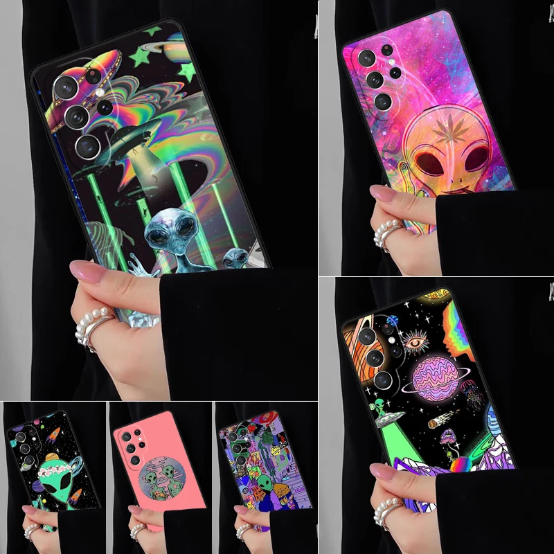 Aesthetics Cartoon Alien Space Funda Phone Case For Samsung Galaxy S25 S24FE S23 S22 S21FE S20 S10 Plus Ultra Note20 10Pro
