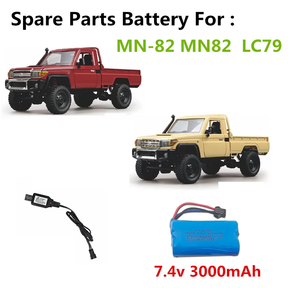 Mn82 RC Car Battery 7.4V 3000mAh/ USB Charging Cable Suitable For: MN-82 LC79 Parts Battery SM-3p plug