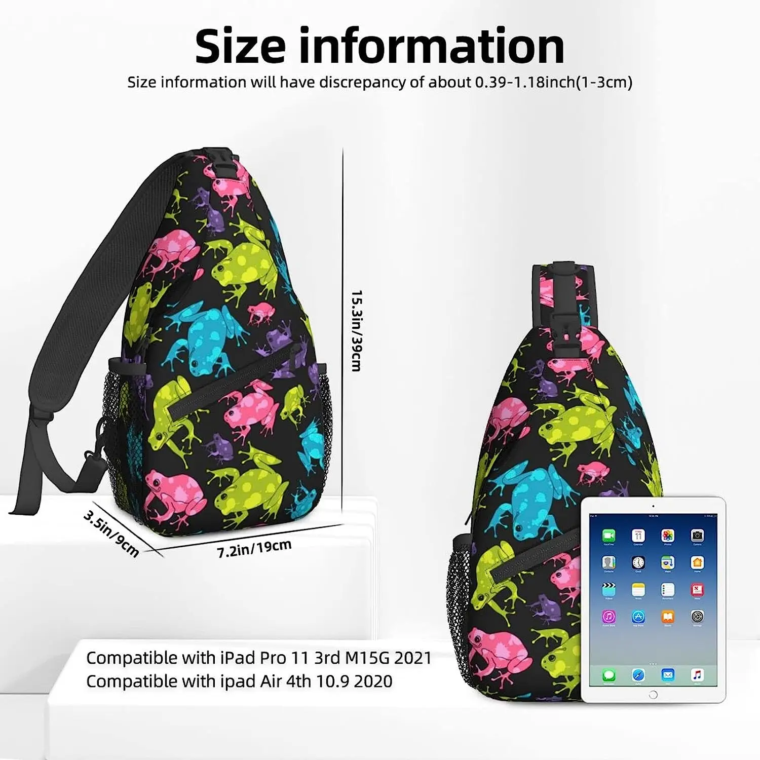 Women Frogs Colorful Seamless Pattern Crossbody Sling Backpack for Men Chest Bag Shoulder Bag Lightweight One Strap Backpack