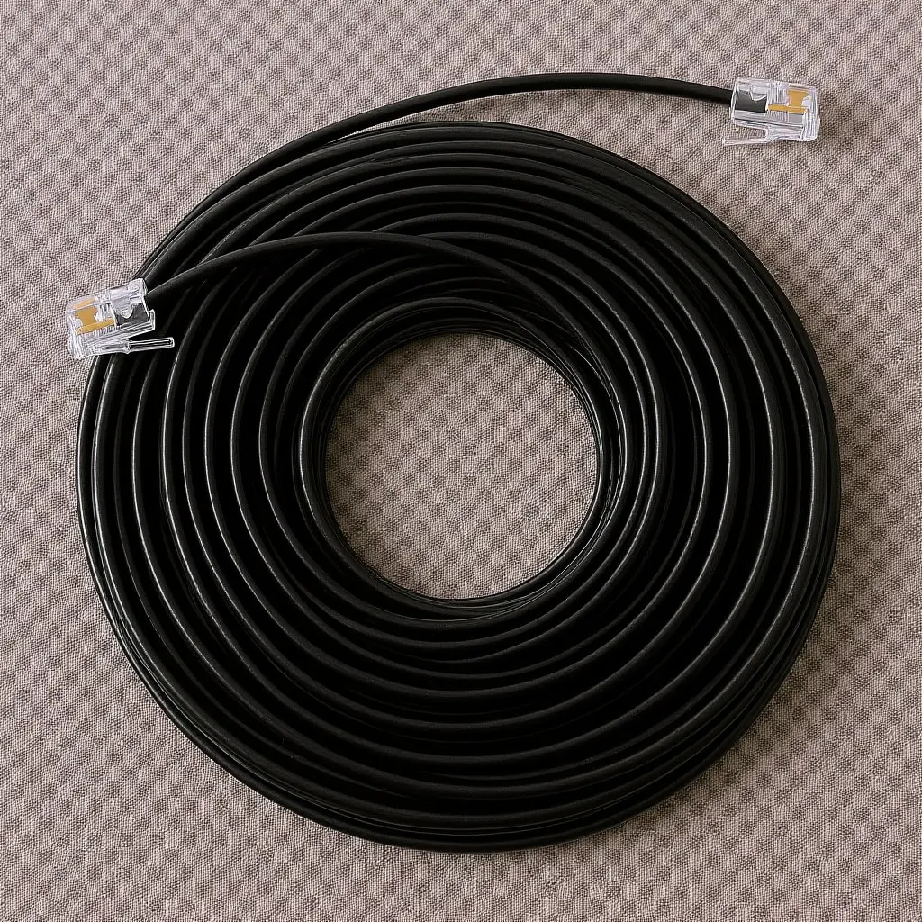 Rj11 4-Core Extension Telephone Cable for Landline Phone Fax Machine Office Home Use High-Quality Long Distance Connecting Cord