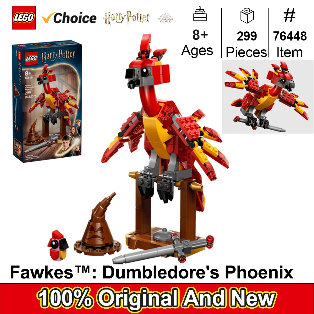 

LEGO 76448 Гарри Поттер: Феникс и Двери Дамблдора, игрушка-феникс, подарок на день рождения, конструктор, для девочек, мальчиков, детей, 299 деталей