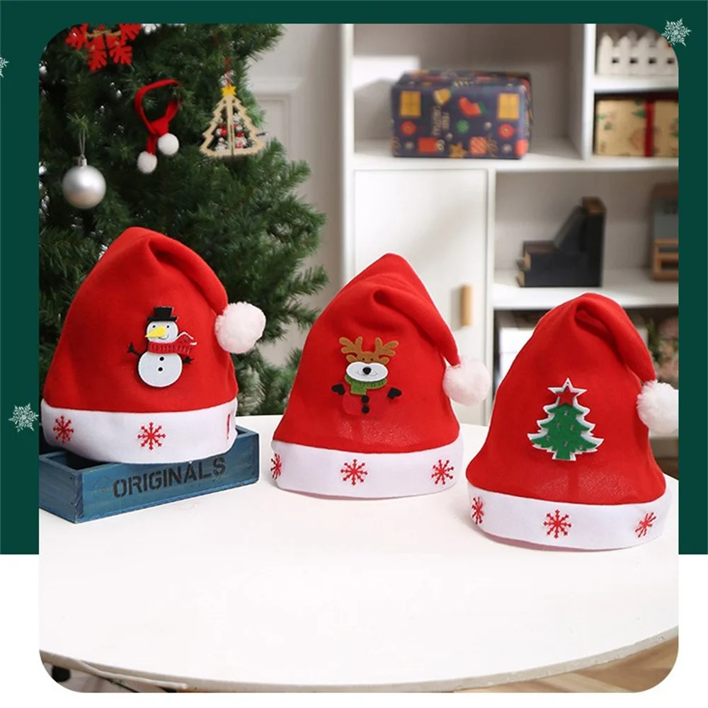 Christmas Decorations Santa Claus Fawn Snowman Adult Children's Christmas Hat Holiday Party Brushed Christmas Letter Hat