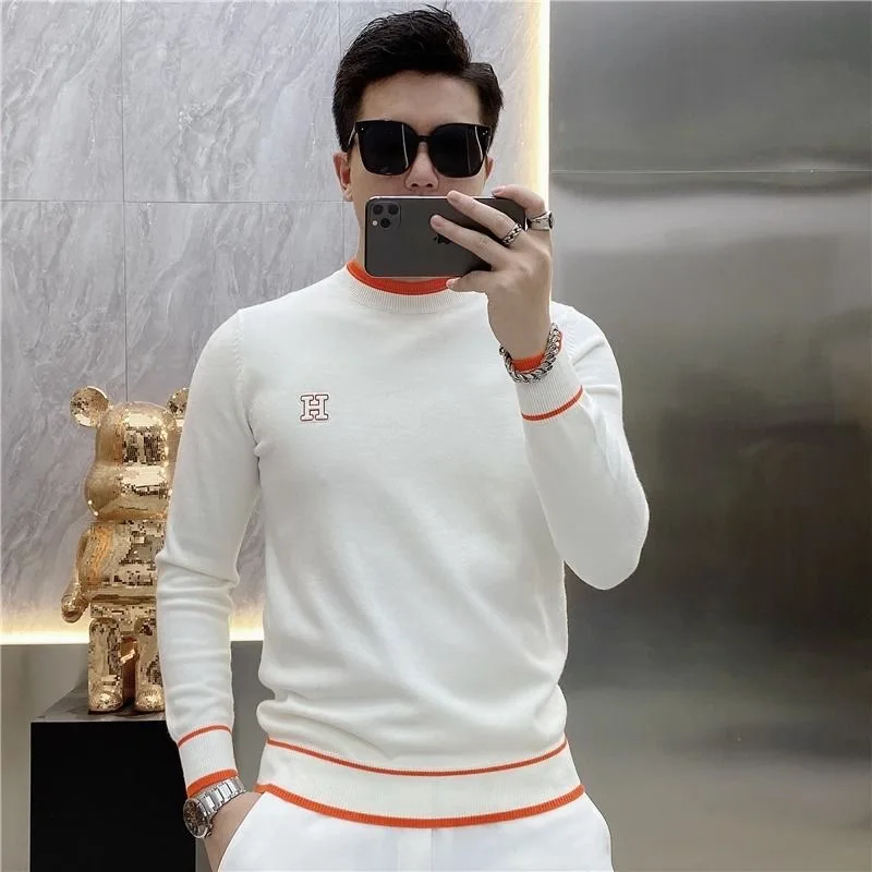 방풍니트골프 Autumn Winter Golf Wear Men 2024 Luxury Brand Golf Sweater Fashion Letter Embroidery Golf Long Sleeves Men Golf Clothing