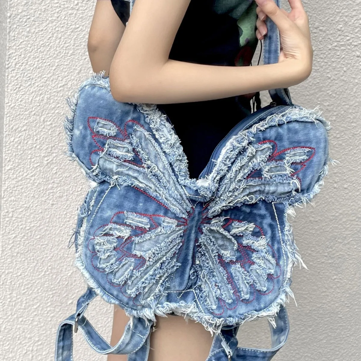 

Модный Джинсовый Рюкзак с бабочкой, несколько нарядов, персонализированный Рюкзак для девушек, вместительная сумка через плечо